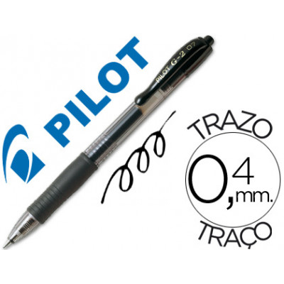 Boligrafo pilot g-2negro tinta gel retractil sujecion caucho