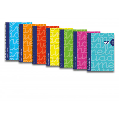 Cuaderno Lamela espiral fº 80 hojas. Cubierta extradura surtido 3mm . paquete de 6 uds